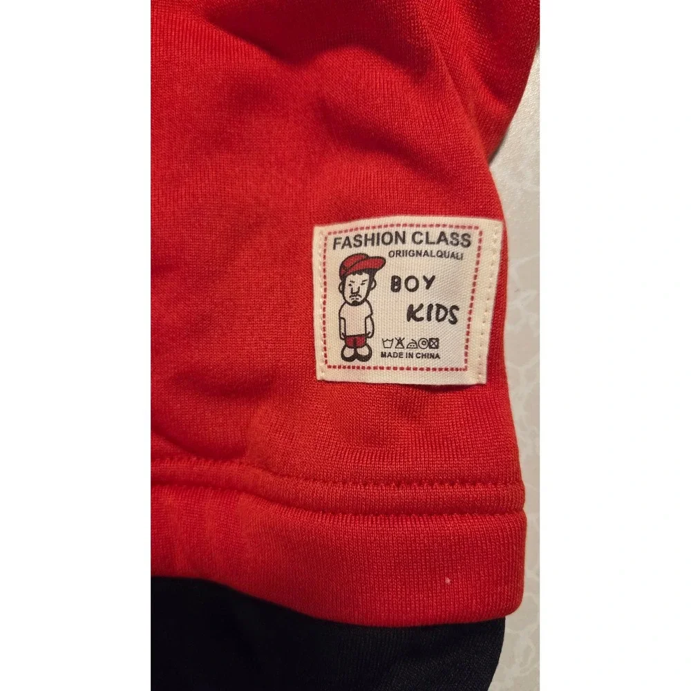 Fashion Class Boy Kids Dog Hoodie Jumpsuit Red Black Size M Pet Clothes